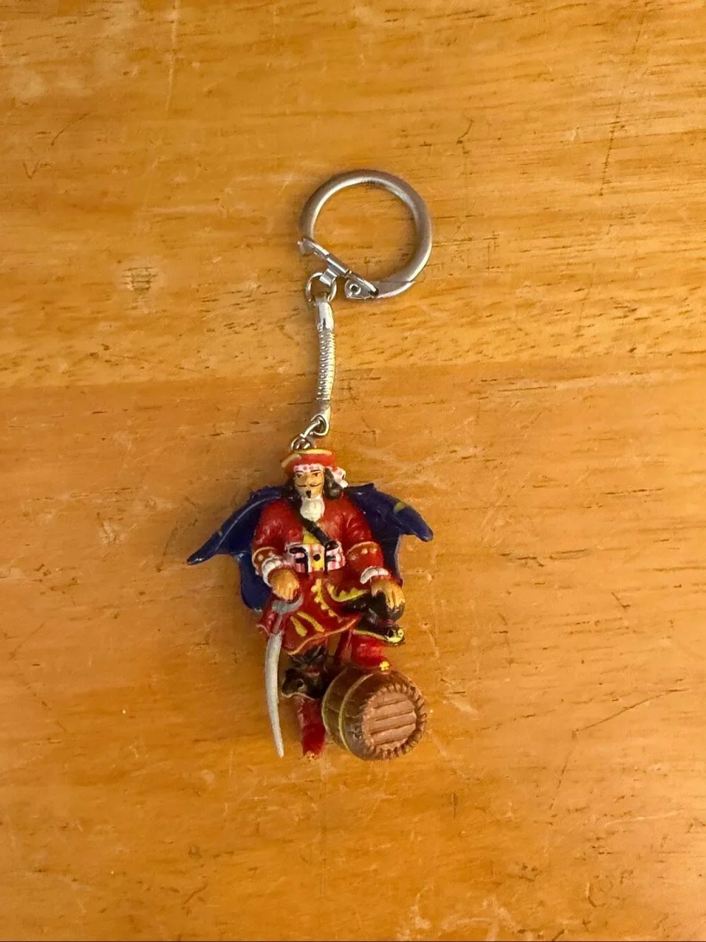 Vintage Captain Morgan Pirate Figurine Keychain Barrel Sword Advertising Promo (
